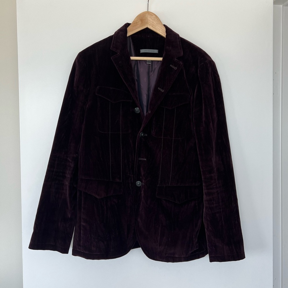 John Varvatos Burgundy Velvet Blazer